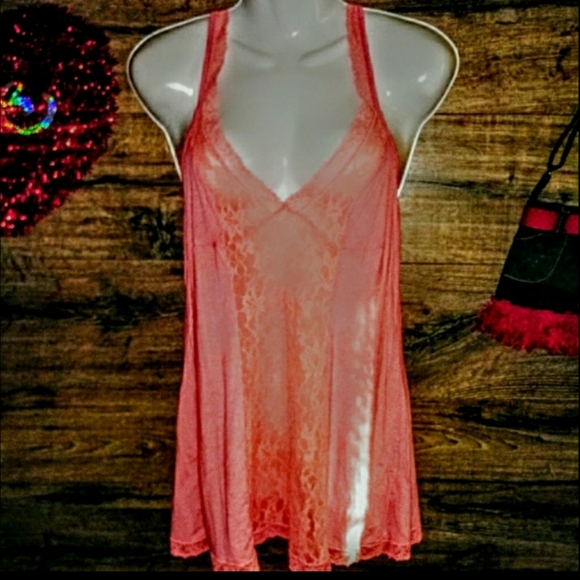 Victoria's Secret Nightie Size S Coral Lace Panel - Picture 2 of 11